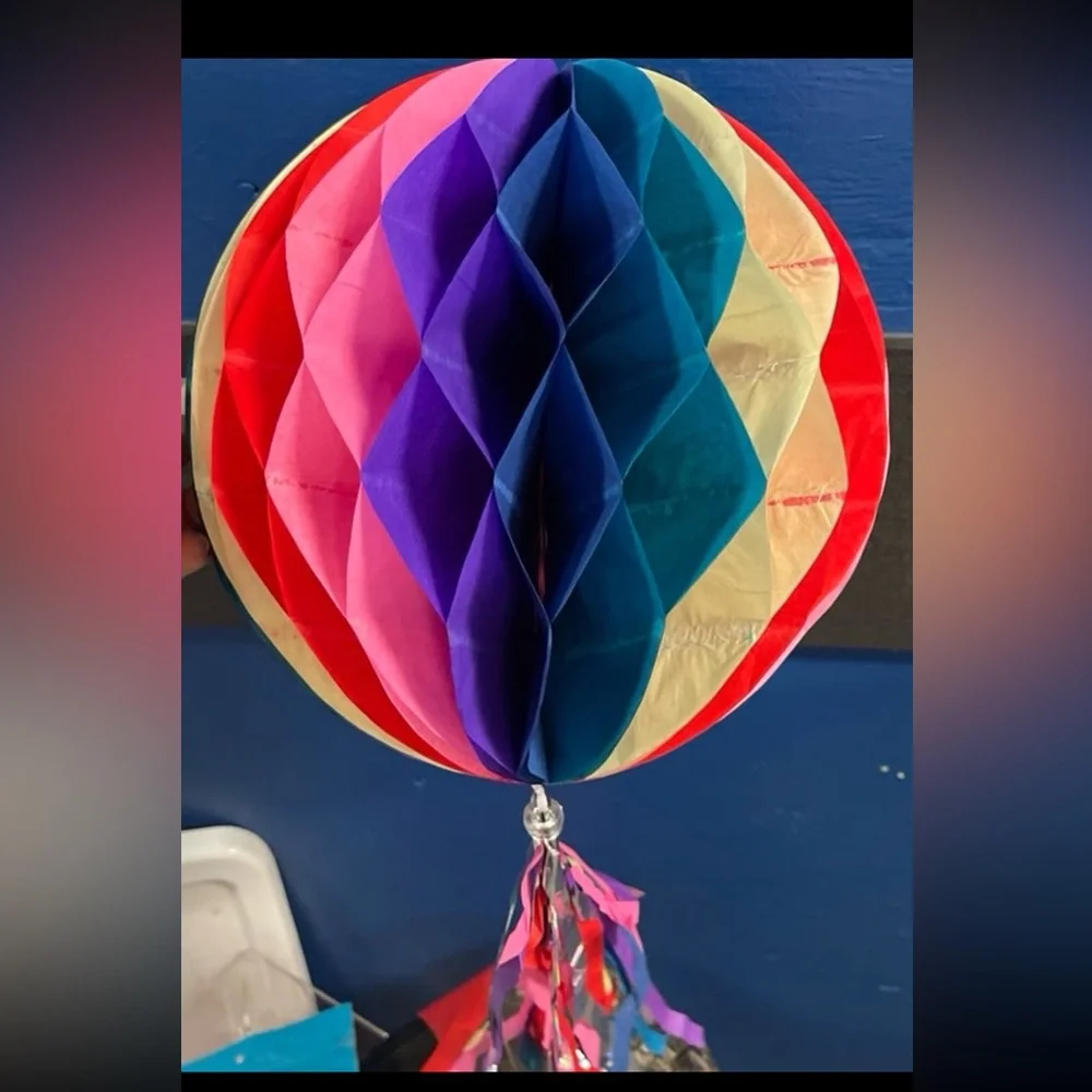 Colorful Honeycomb Ball with Tassel. 1 box with 12 pieces